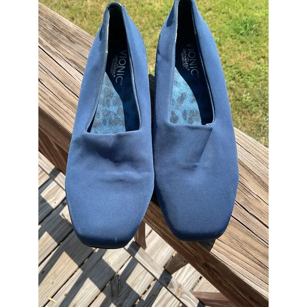 Vionic Orthaheel Techo 8M Navy Blue Treat Powell Slip On Stretch Fabric Shoes